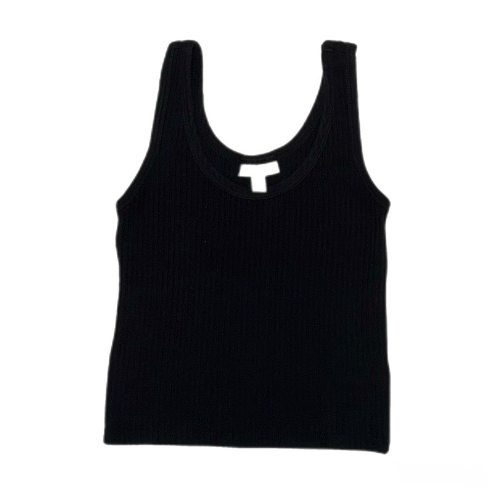 Topshop Black Ribbed Tank Top - Picture 1 of 2